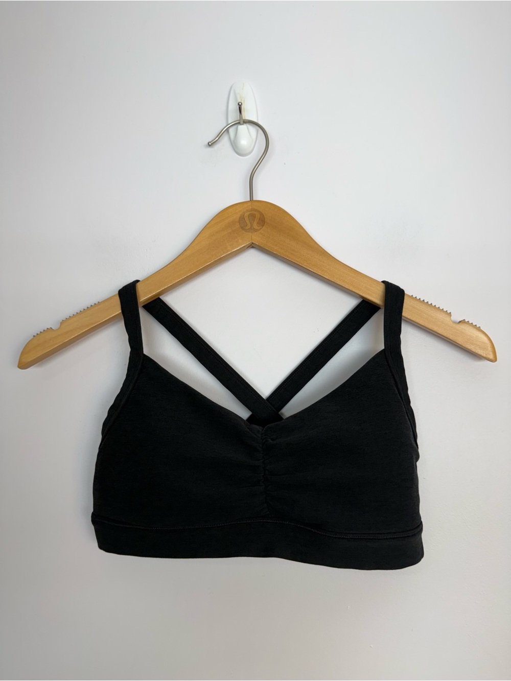 54: Vuori Elevation Ruched Bra Black Heather Size Small